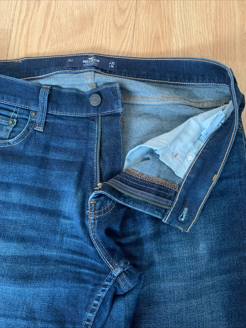 Hollister California Men’s Straight Leg Dark Denim Blue Jeans Epic Flex 32x34